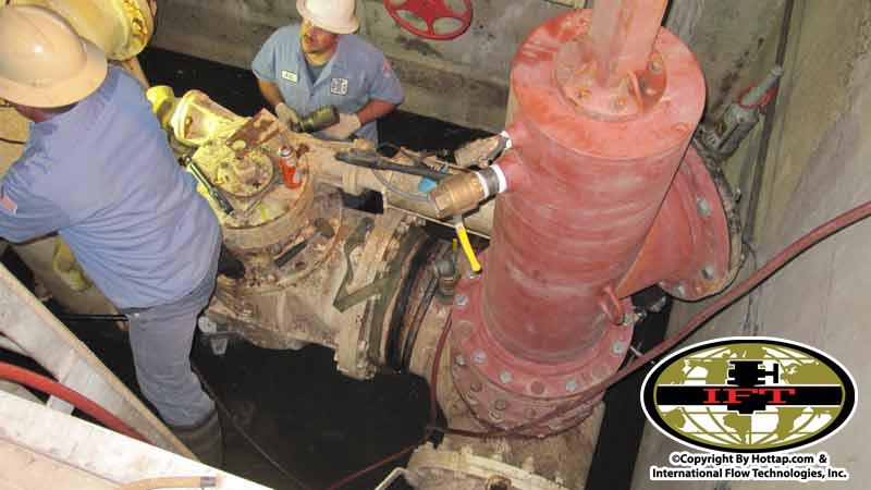 24 in angle linestop in Sewage Water Treatment Plant in Temecula CA