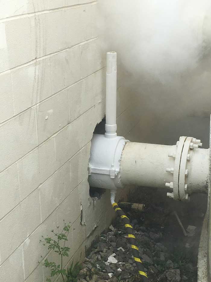 10" Pipe Freeze Plug in a Tight Location Half Outside and Inside in Houston, TX