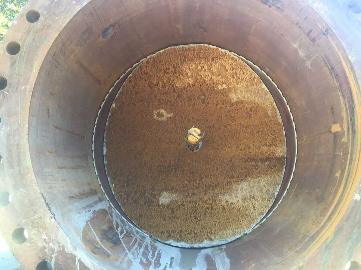 Hot Tapping Machine detached from pipeline with 36inch retained coupon slug