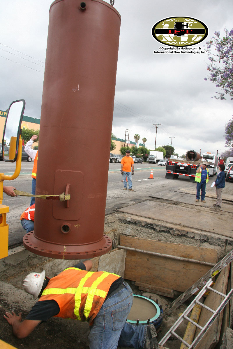 Emergency Linestop of two 54inch steel concrete pipe at 150 PSI in Carson, California.